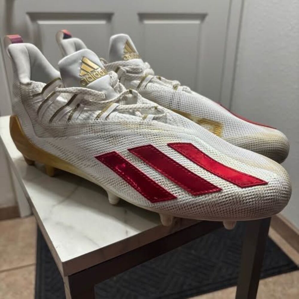 Adidas Adizero All American Bowl Football Cleats GZ8584 White Gold Mens 13 New